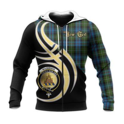 Printivon Mackenzie Clan Believe In Me Crest Tartan Knitted Hoodie Custom Your Text
