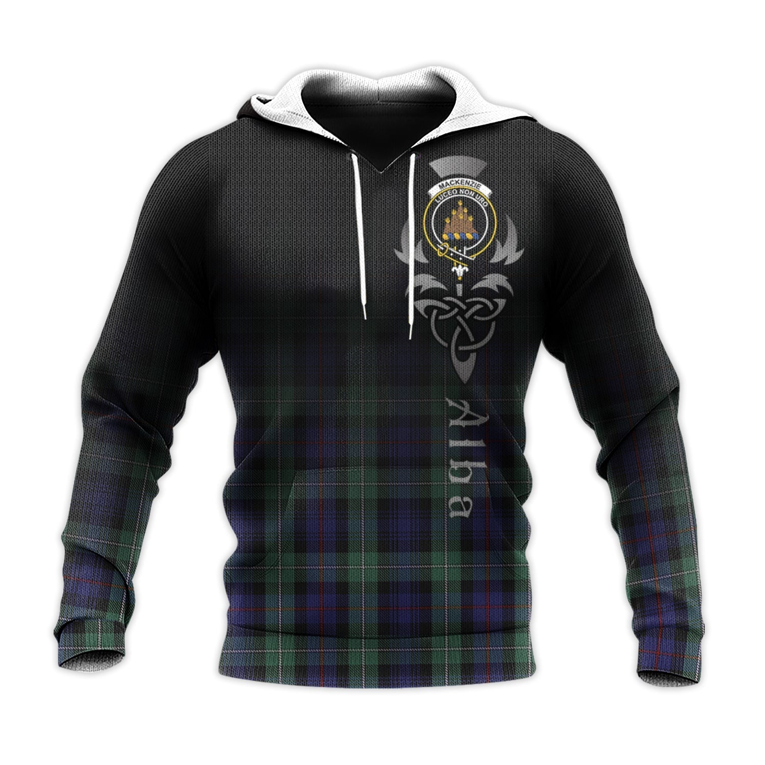 Printivon Mackenzie Hunting Green Tartan Crest Alba Celtic Hoodie