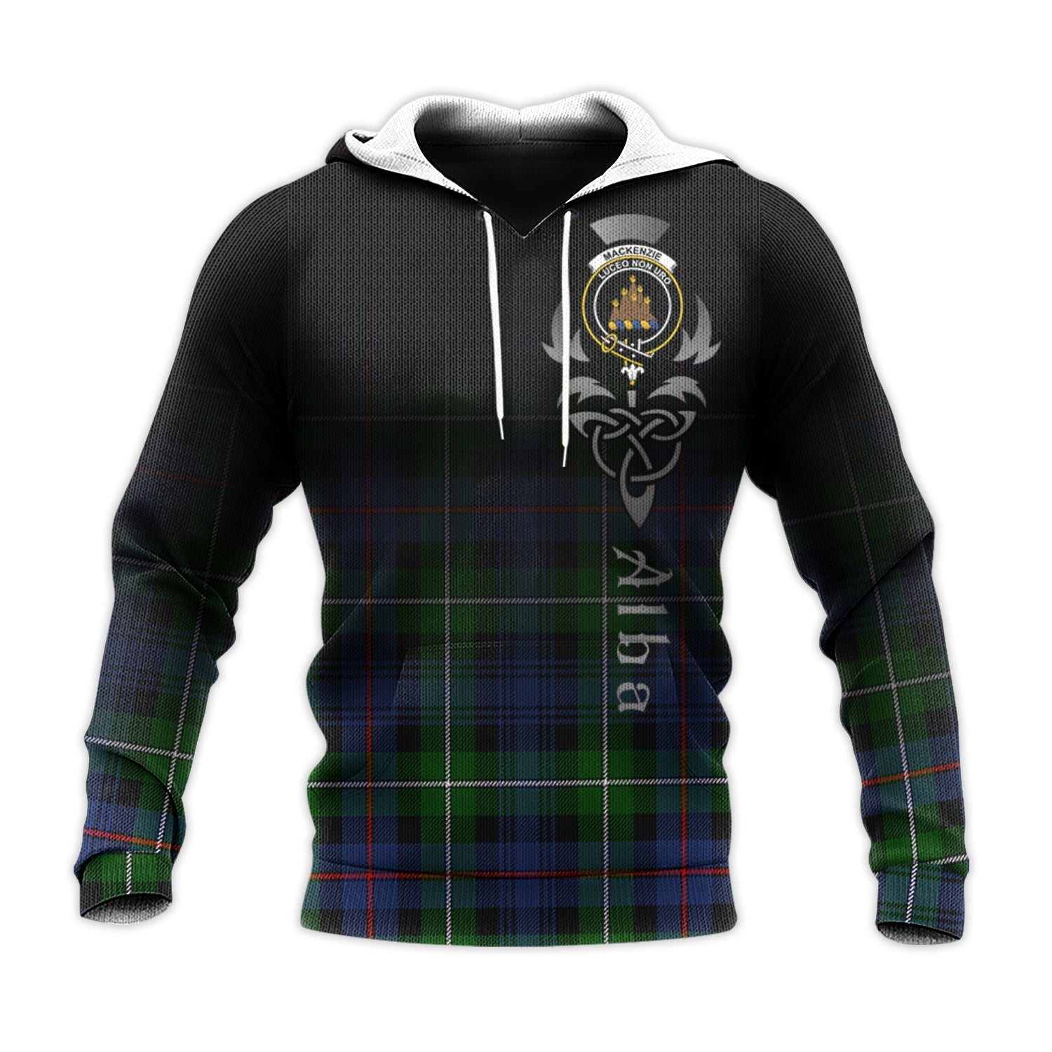 Printivon Mackenzie Modern Tartan Crest Alba Celtic Hoodie