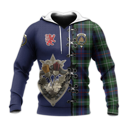 Printivon Mackenzie Modern Tartan Hoodie Lion Rampant And Celtic Thistle Style