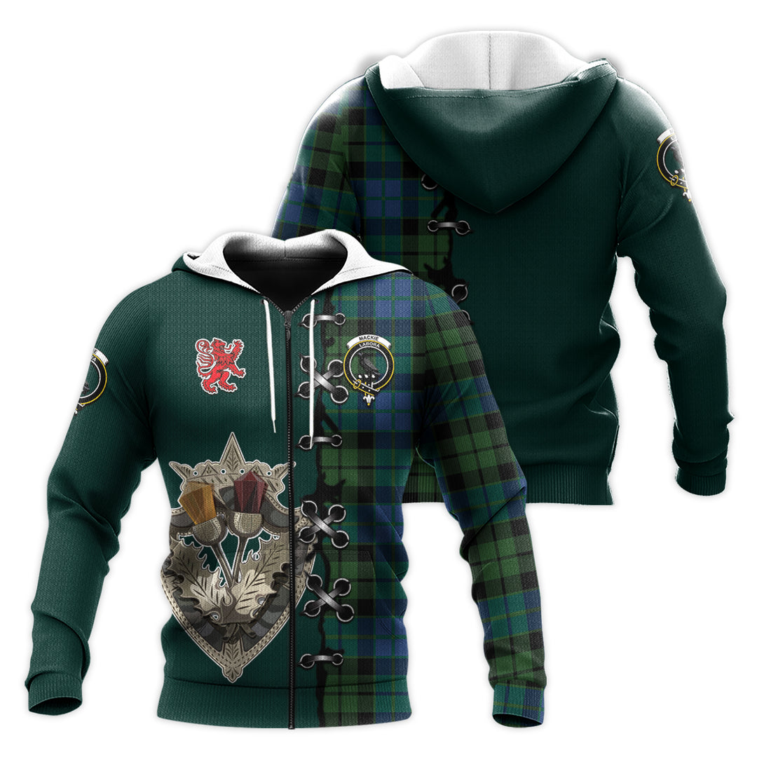 Printivon Mackie Tartan Hoodie Lion Rampant And Celtic Thistle Style