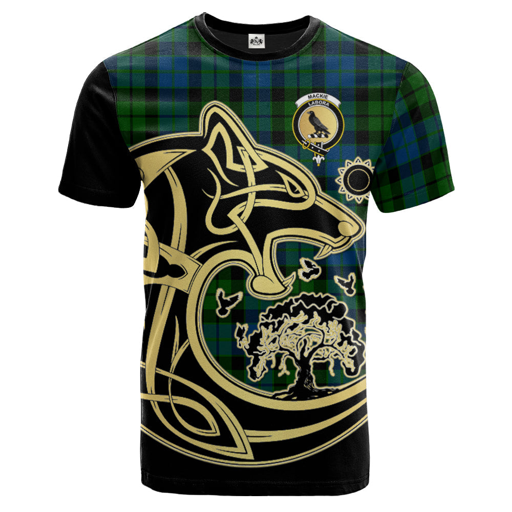 Printivon MacKie Crest Celtic Wolf Tartan T Shirt Custom Your Text