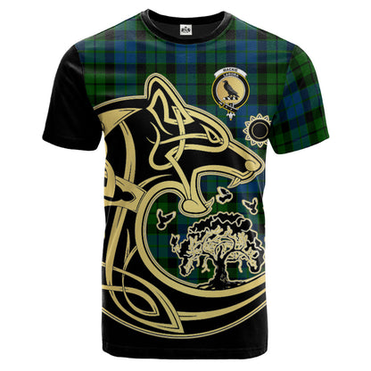 Printivon MacKie Crest Celtic Wolf Tartan T Shirt Custom Your Text