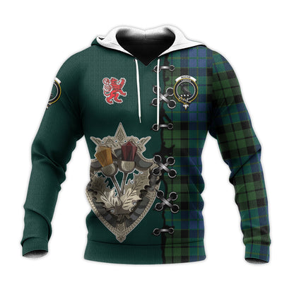 Printivon Mackie Tartan Hoodie Lion Rampant And Celtic Thistle Style