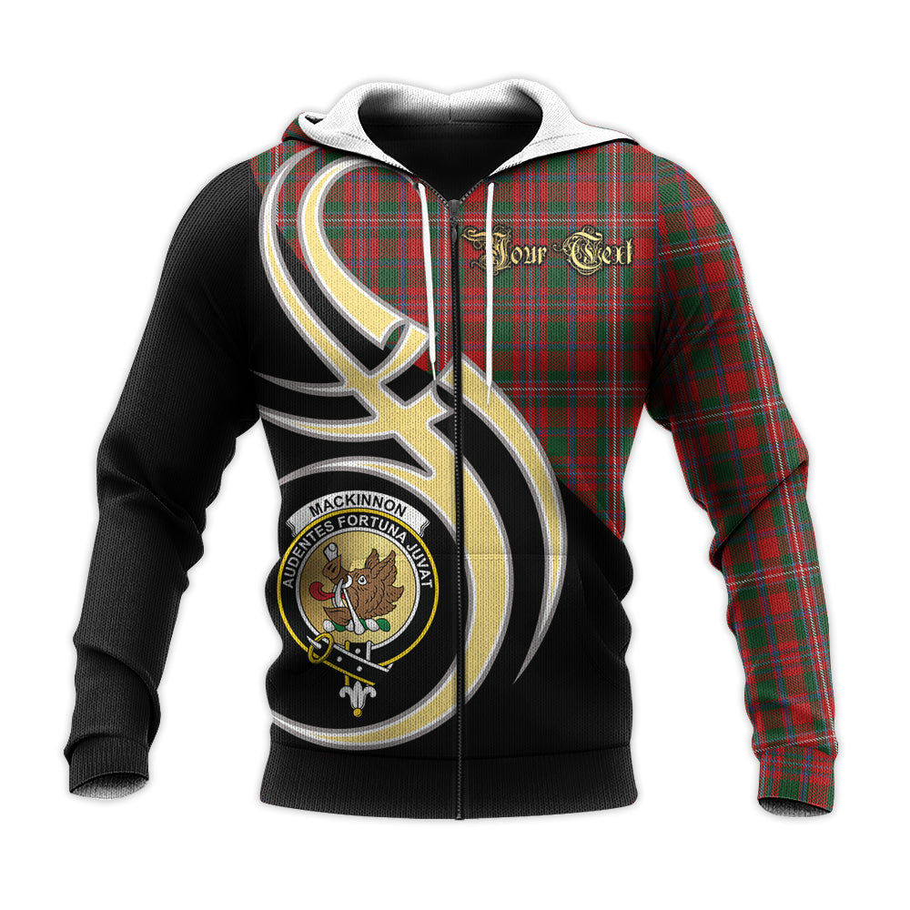 Printivon Mackinnon Clan Believe In Me Crest Tartan Knitted Hoodie Custom Your Text