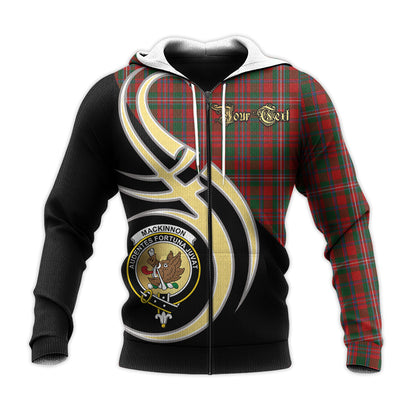 Printivon Mackinnon Clan Believe In Me Crest Tartan Knitted Hoodie Custom Your Text