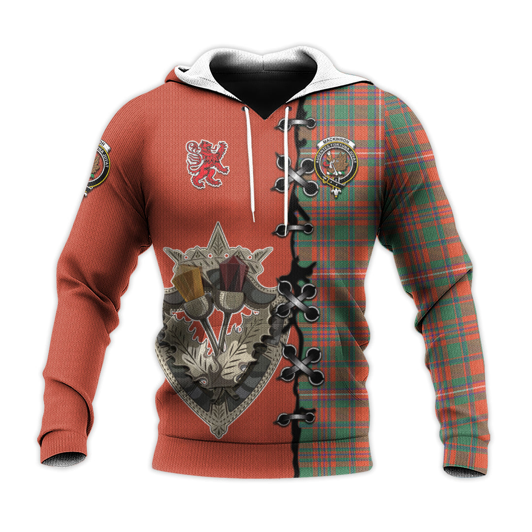 Printivon Mackinnon Ancient Tartan Hoodie Lion Rampant And Celtic Thistle Style