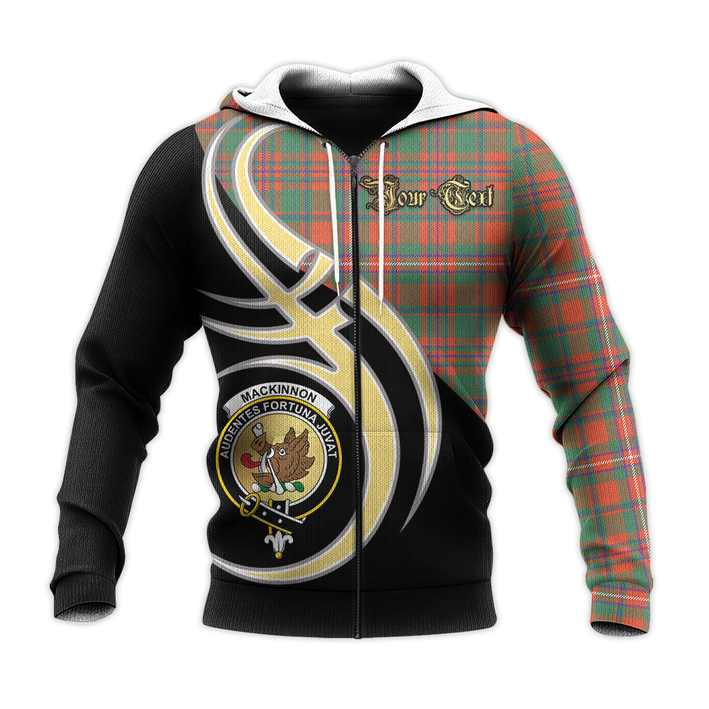 Printivon Mackinnon Ancient Clan Believe In Me Crest Tartan Knitted Hoodie Custom Your Text