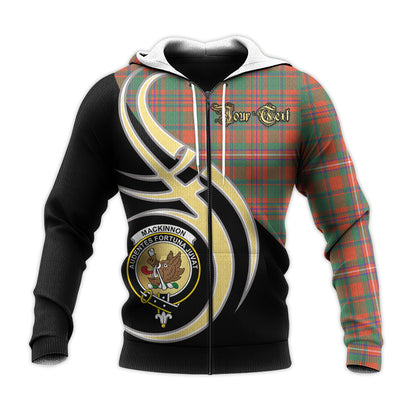 Printivon Mackinnon Ancient Clan Believe In Me Crest Tartan Knitted Hoodie Custom Your Text