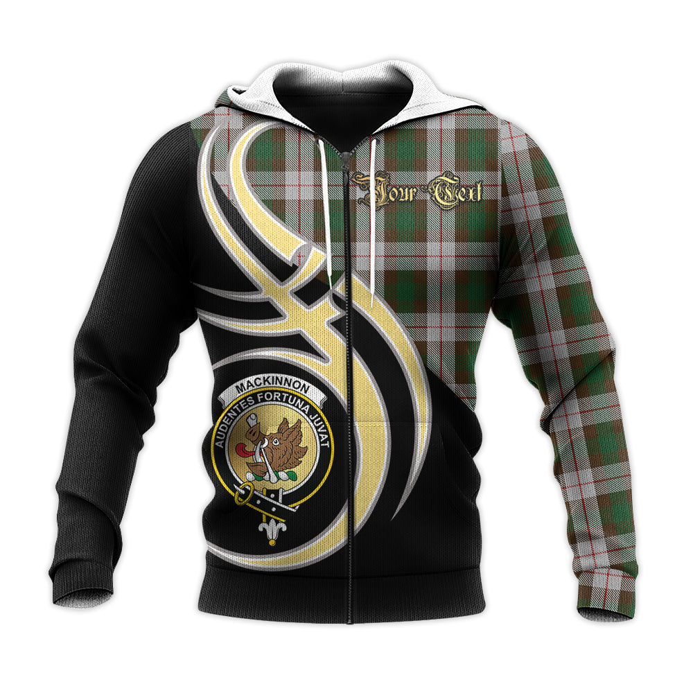 Printivon Mackinnon Dress Clan Believe In Me Crest Tartan Knitted Hoodie Custom Your Text