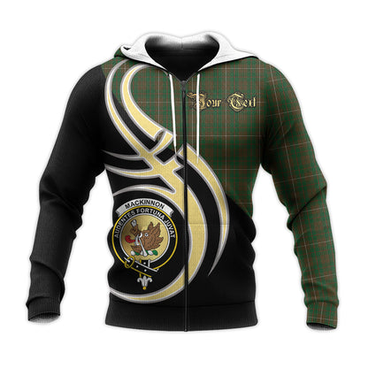 Printivon Mackinnon Hunting Clan Believe In Me Crest Tartan Knitted Hoodie Custom Your Text