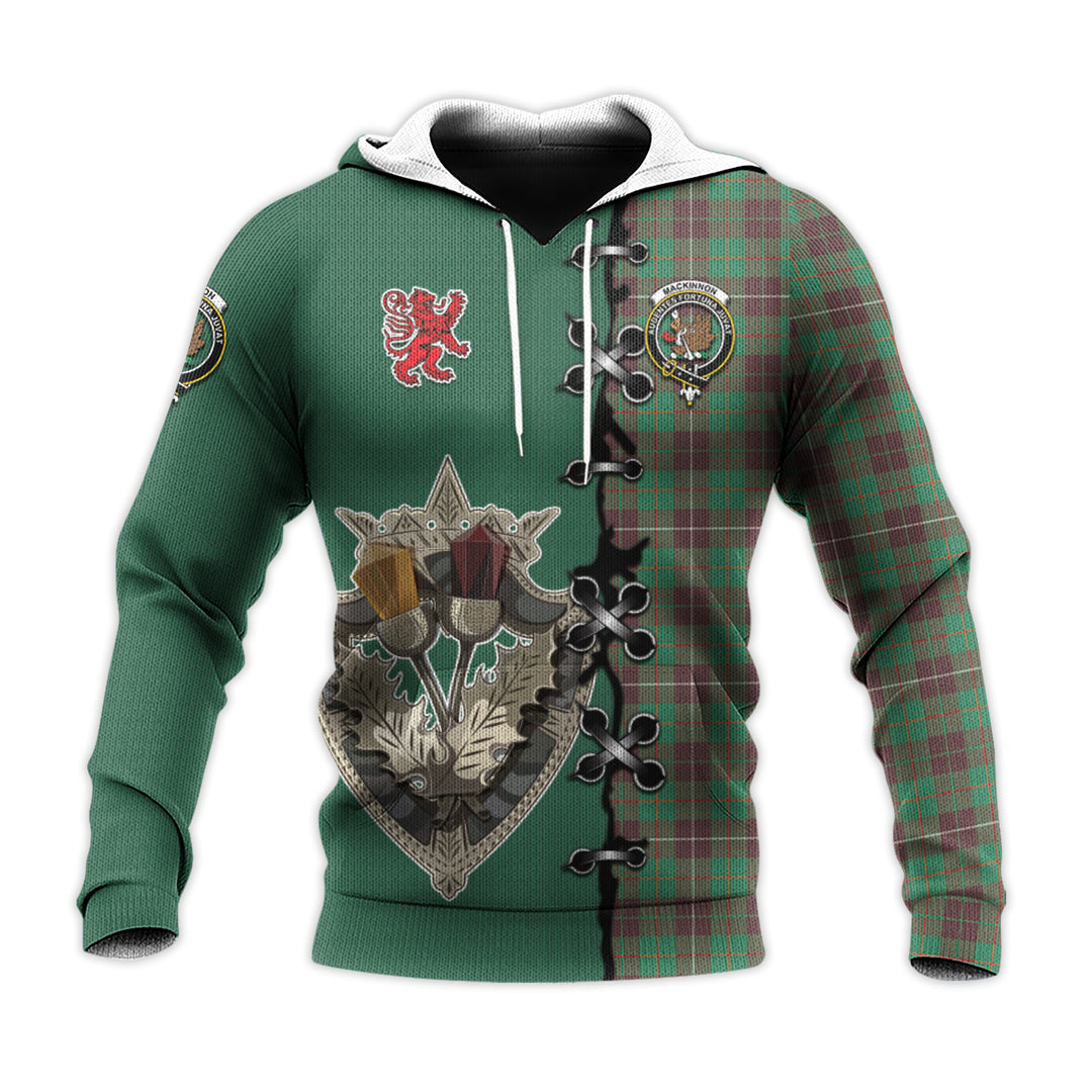 Printivon Mackinnon Hunting Ancient Tartan Hoodie Lion Rampant And Celtic Thistle Style