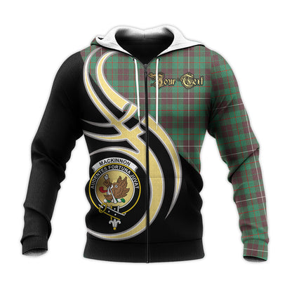 Printivon Mackinnon Hunting Ancient Clan Believe In Me Crest Tartan Knitted Hoodie Custom Your Text