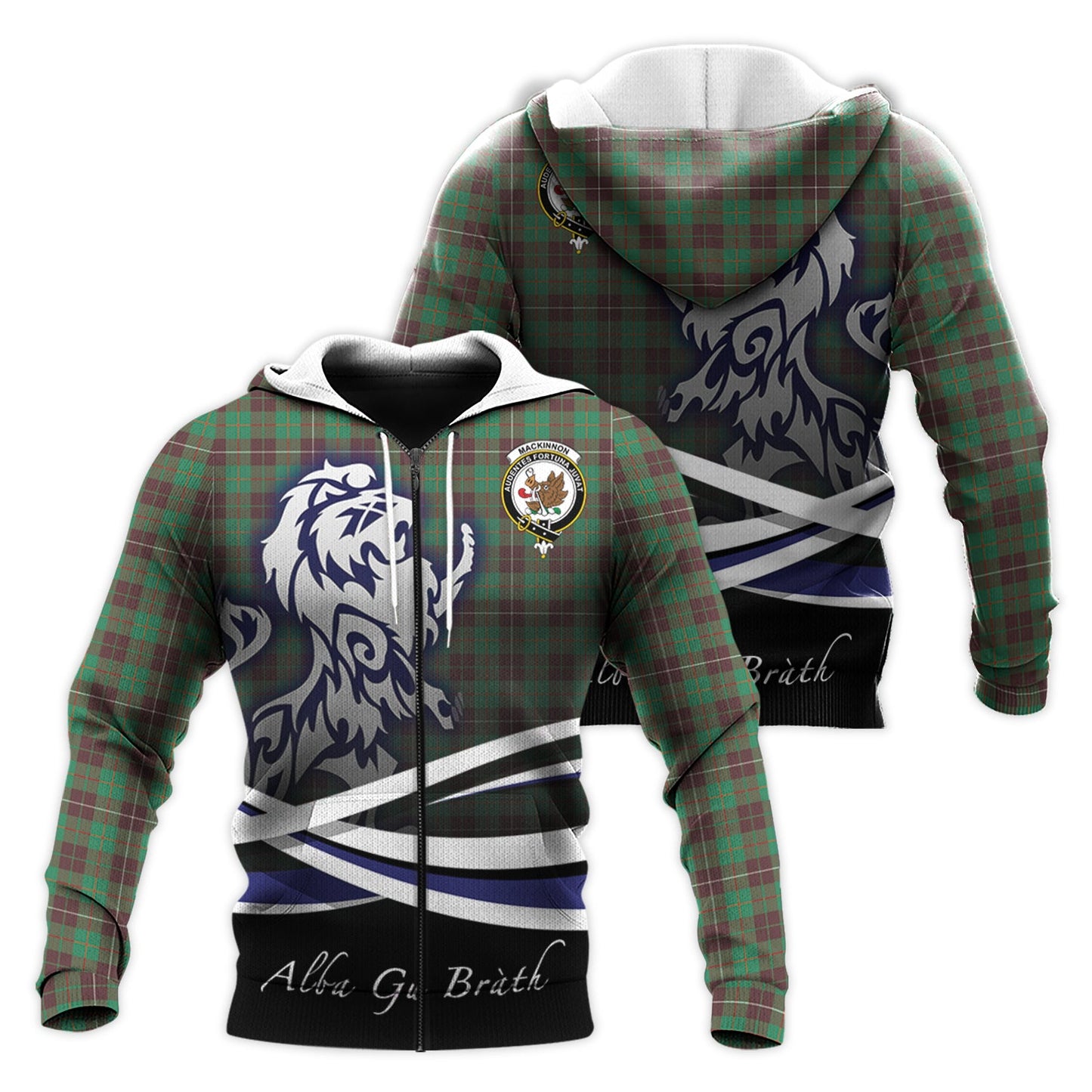 Printivon Mackinnon Hunting Ancient Tartan Scottish Lion Hoodie