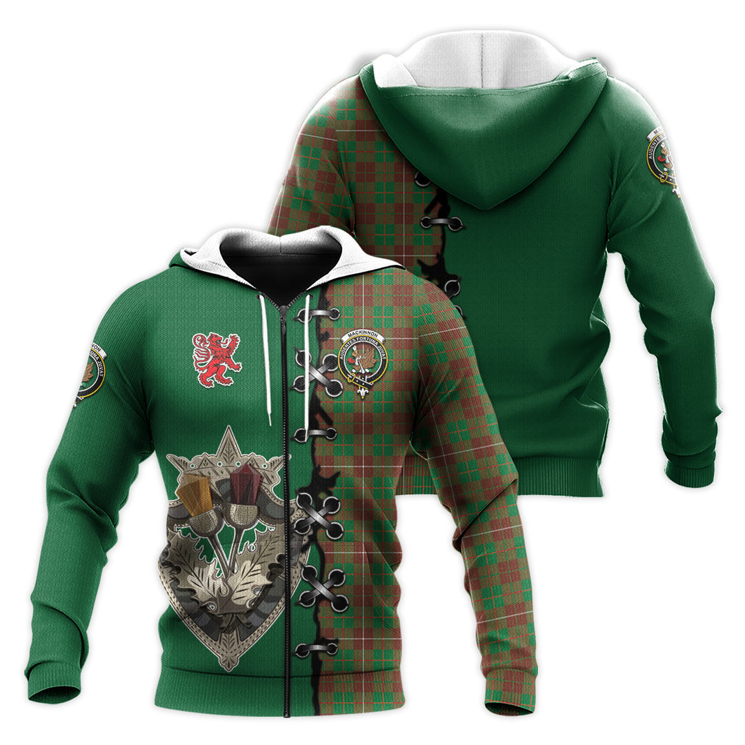 Printivon Mackinnon Hunting Modern Tartan Hoodie Lion Rampant And Celtic Thistle Style
