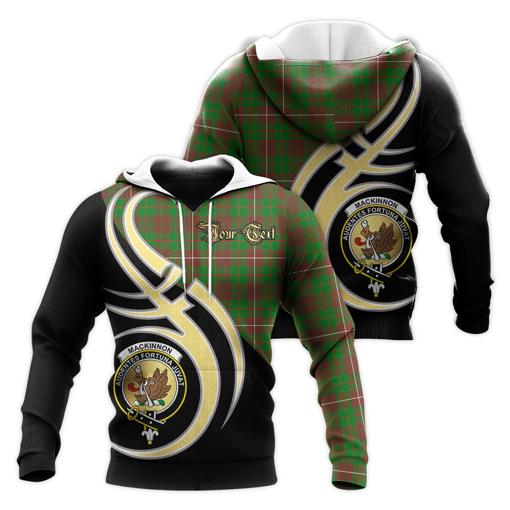 Printivon Mackinnon Hunting Modern Clan Believe In Me Crest Tartan Knitted Hoodie Custom Your Text