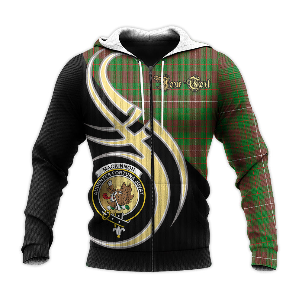 Printivon Mackinnon Hunting Modern Clan Believe In Me Crest Tartan Knitted Hoodie Custom Your Text