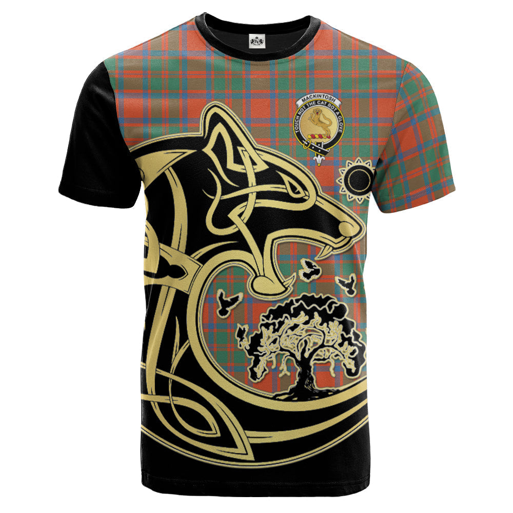 Printivon MacKintosh Ancient Crest Celtic Wolf Tartan T Shirt Custom Your Text