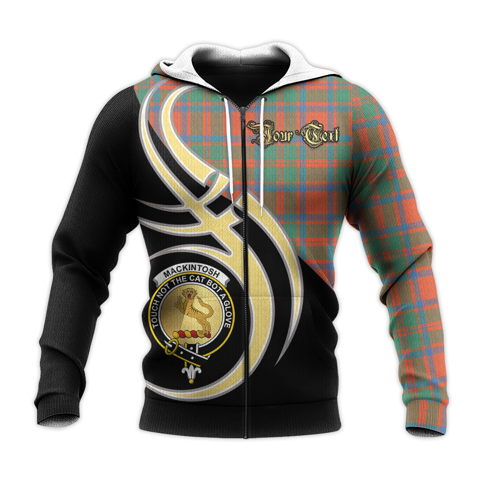 Printivon Mackintosh Ancient Clan Believe In Me Crest Tartan Knitted Hoodie Custom Your Text