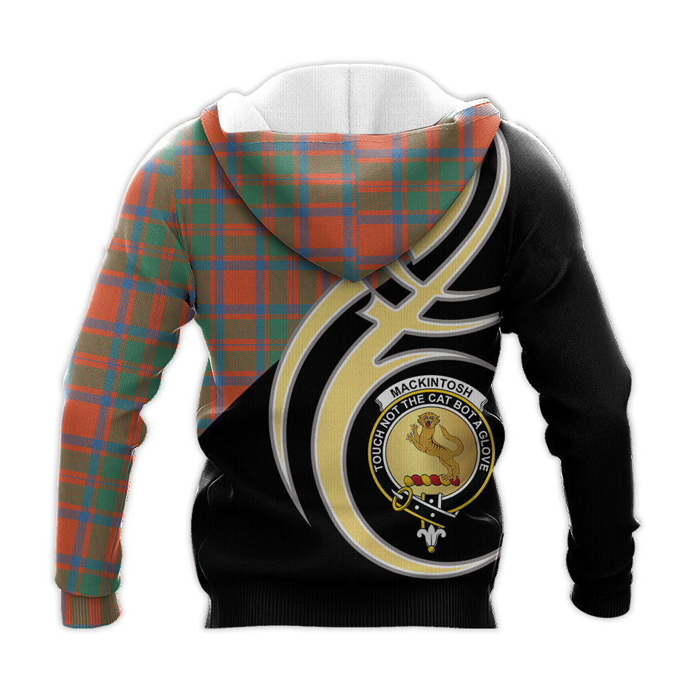 Printivon Mackintosh Ancient Clan Believe In Me Crest Tartan Knitted Hoodie Custom Your Text