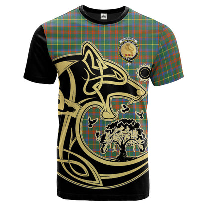 Printivon MacKintosh Hunting Ancient Crest Celtic Wolf Tartan T Shirt Custom Your Text