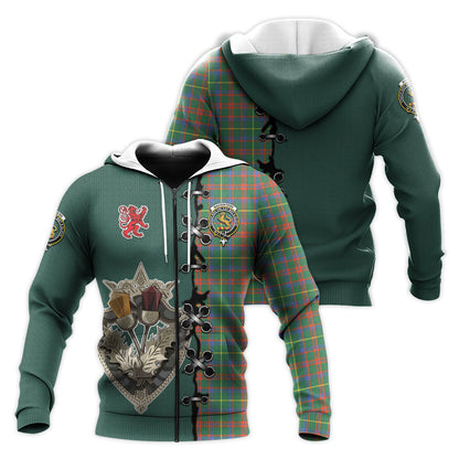 Printivon Mackintosh Hunting Ancient Tartan Hoodie Lion Rampant And Celtic Thistle Style