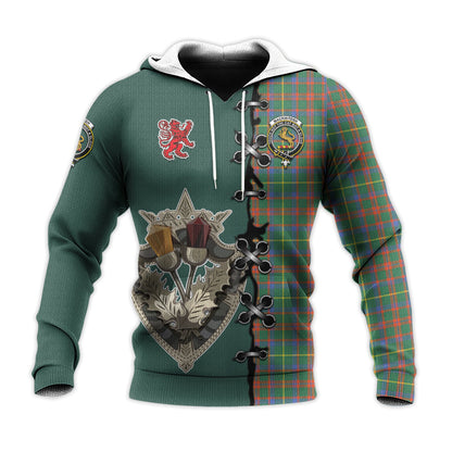Printivon Mackintosh Hunting Ancient Tartan Hoodie Lion Rampant And Celtic Thistle Style