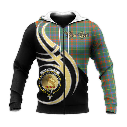 Printivon Mackintosh Hunting Ancient Clan Believe In Me Crest Tartan Knitted Hoodie Custom Your Text
