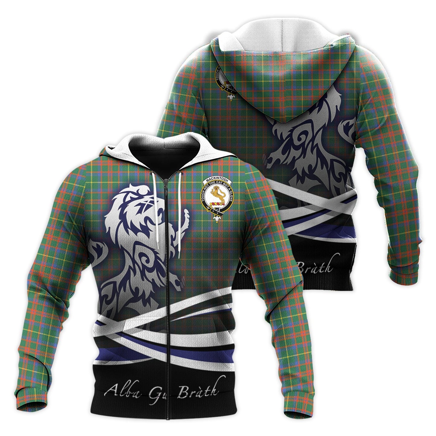 Printivon Mackintosh Hunting Ancient Tartan Scottish Lion Hoodie