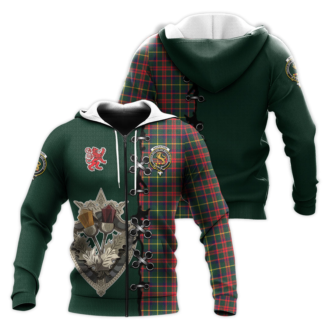 Printivon Mackintosh Hunting Modern Tartan Hoodie Lion Rampant And Celtic Thistle Style