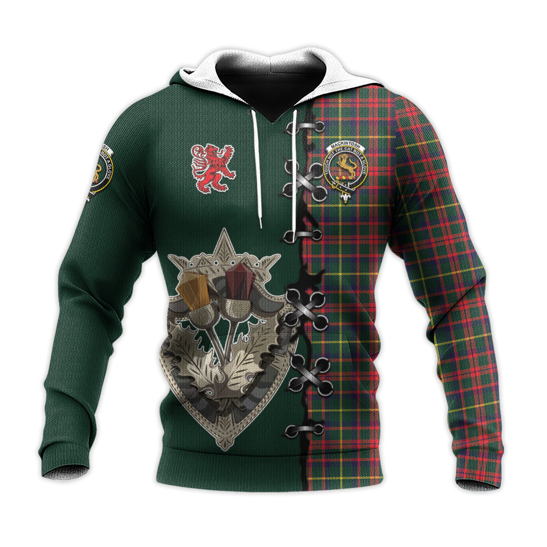Printivon Mackintosh Hunting Modern Tartan Hoodie Lion Rampant And Celtic Thistle Style