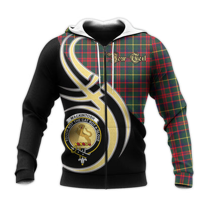 Printivon Mackintosh Hunting Modern Clan Believe In Me Crest Tartan Knitted Hoodie Custom Your Text