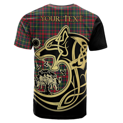 Printivon MacKintosh Hunting Modern Crest Celtic Wolf Tartan T Shirt Custom Your Text