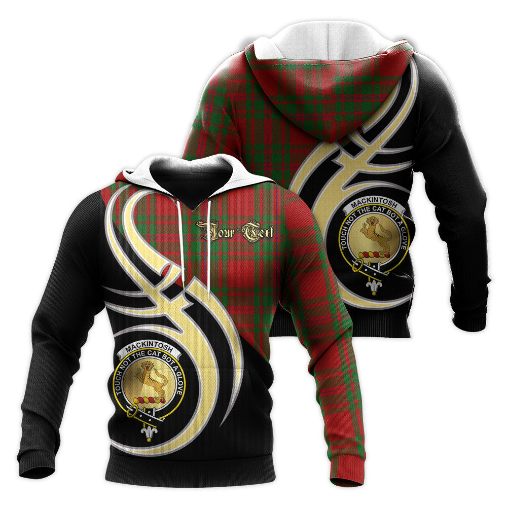 Printivon Mackintosh Red Clan Believe In Me Crest Tartan Knitted Hoodie Custom Your Text