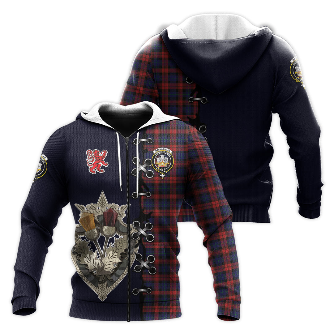 Printivon Maclachlan Tartan Hoodie Lion Rampant And Celtic Thistle Style