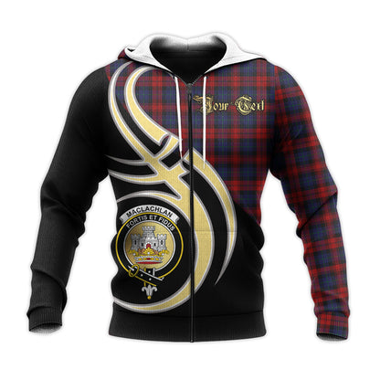 Printivon Maclachlan Clan Believe In Me Crest Tartan Knitted Hoodie Custom Your Text
