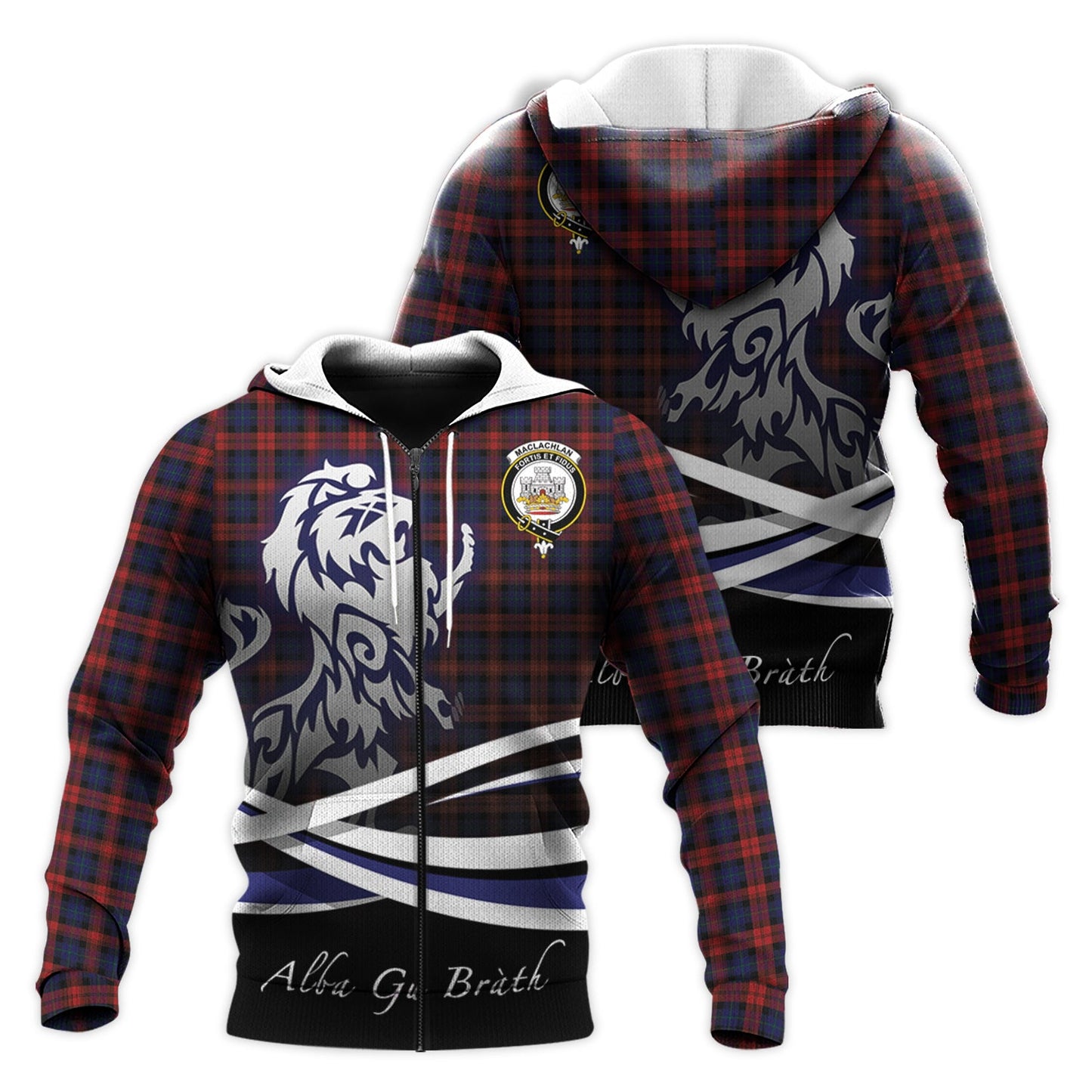 Printivon Maclachlan Tartan Scottish Lion Hoodie