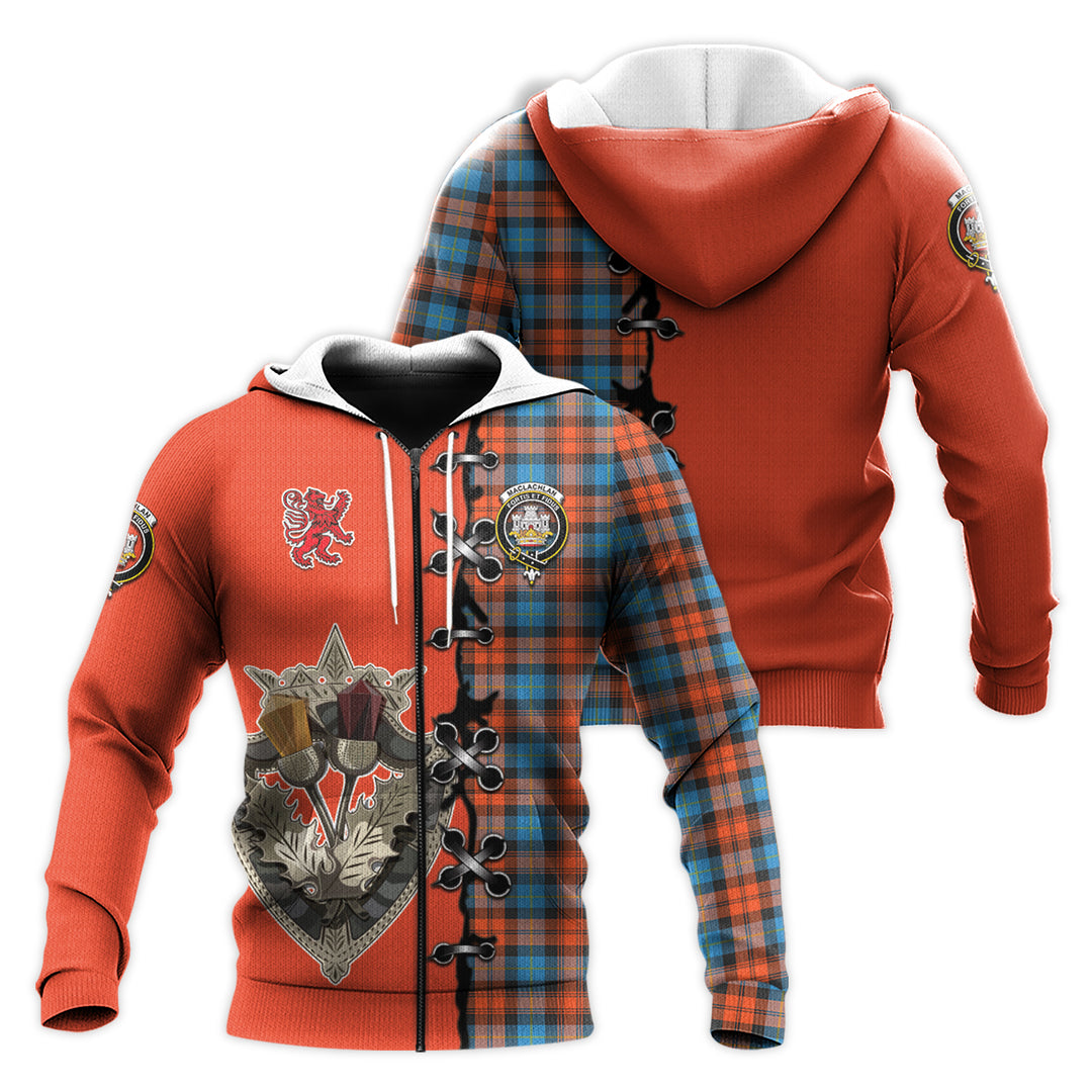 Printivon Maclachlan Ancient Tartan Hoodie Lion Rampant And Celtic Thistle Style