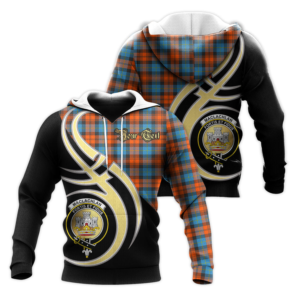 Printivon Maclachlan Ancient Clan Believe In Me Crest Tartan Knitted Hoodie Custom Your Text