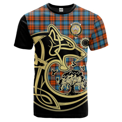 Printivon MacLachlan Ancient Crest Celtic Wolf Tartan T Shirt Custom Your Text