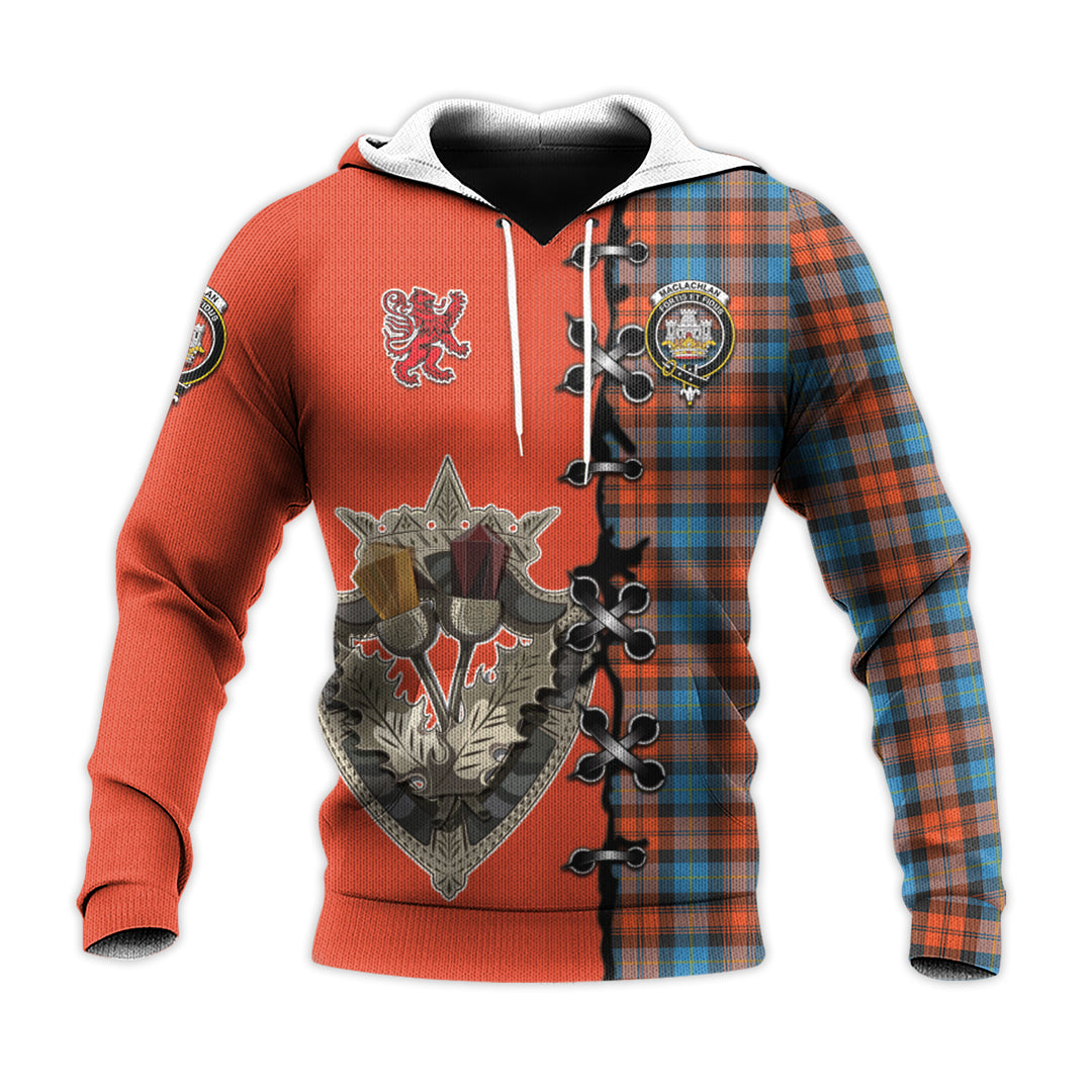 Printivon Maclachlan Ancient Tartan Hoodie Lion Rampant And Celtic Thistle Style