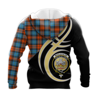 Printivon Maclachlan Ancient Clan Believe In Me Crest Tartan Knitted Hoodie Custom Your Text