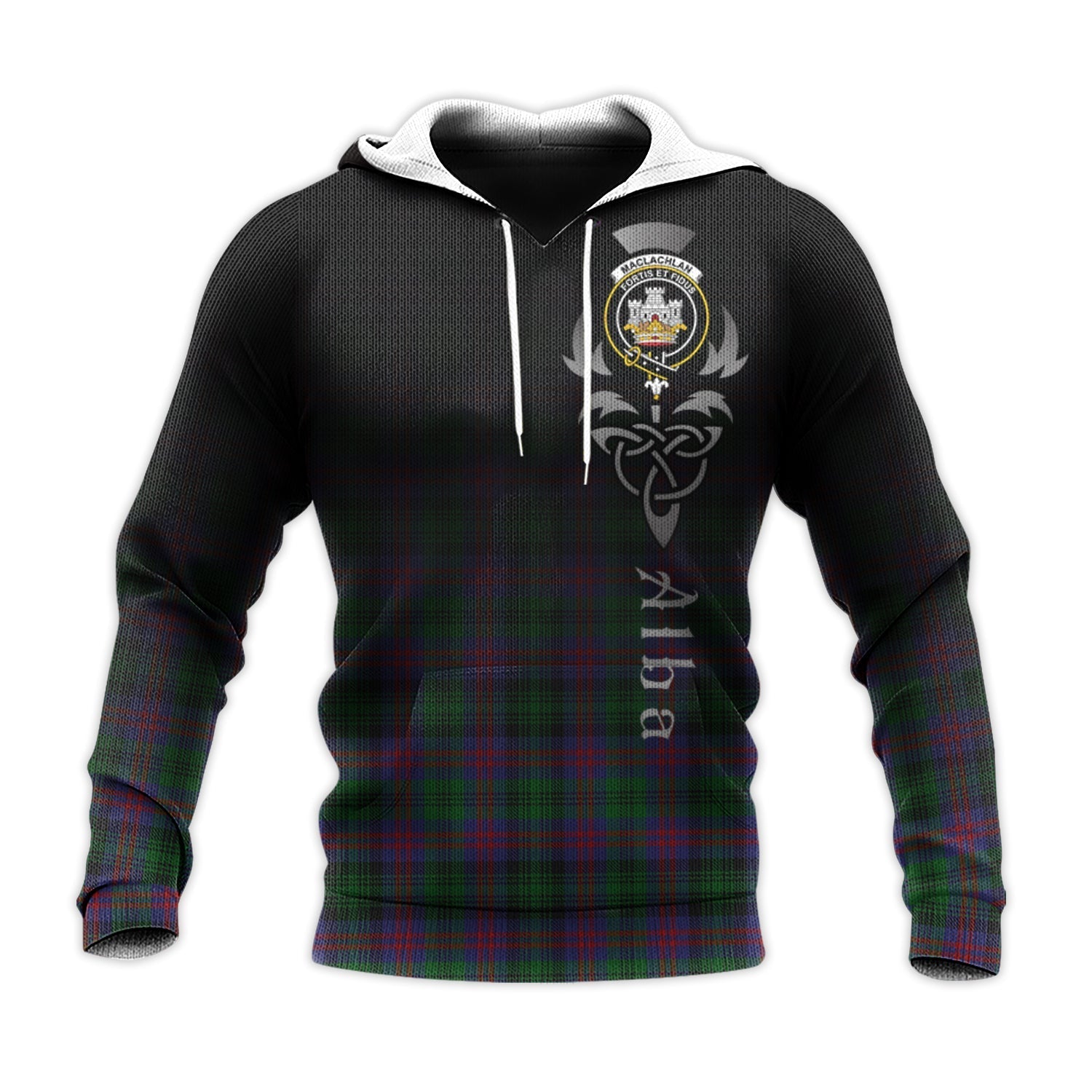 Printivon Maclachlan Hunting Tartan Crest Alba Celtic Hoodie