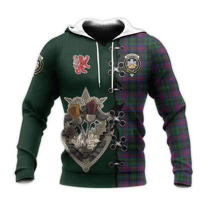 Printivon Maclachlan Hunting Tartan Hoodie Lion Rampant And Celtic Thistle Style