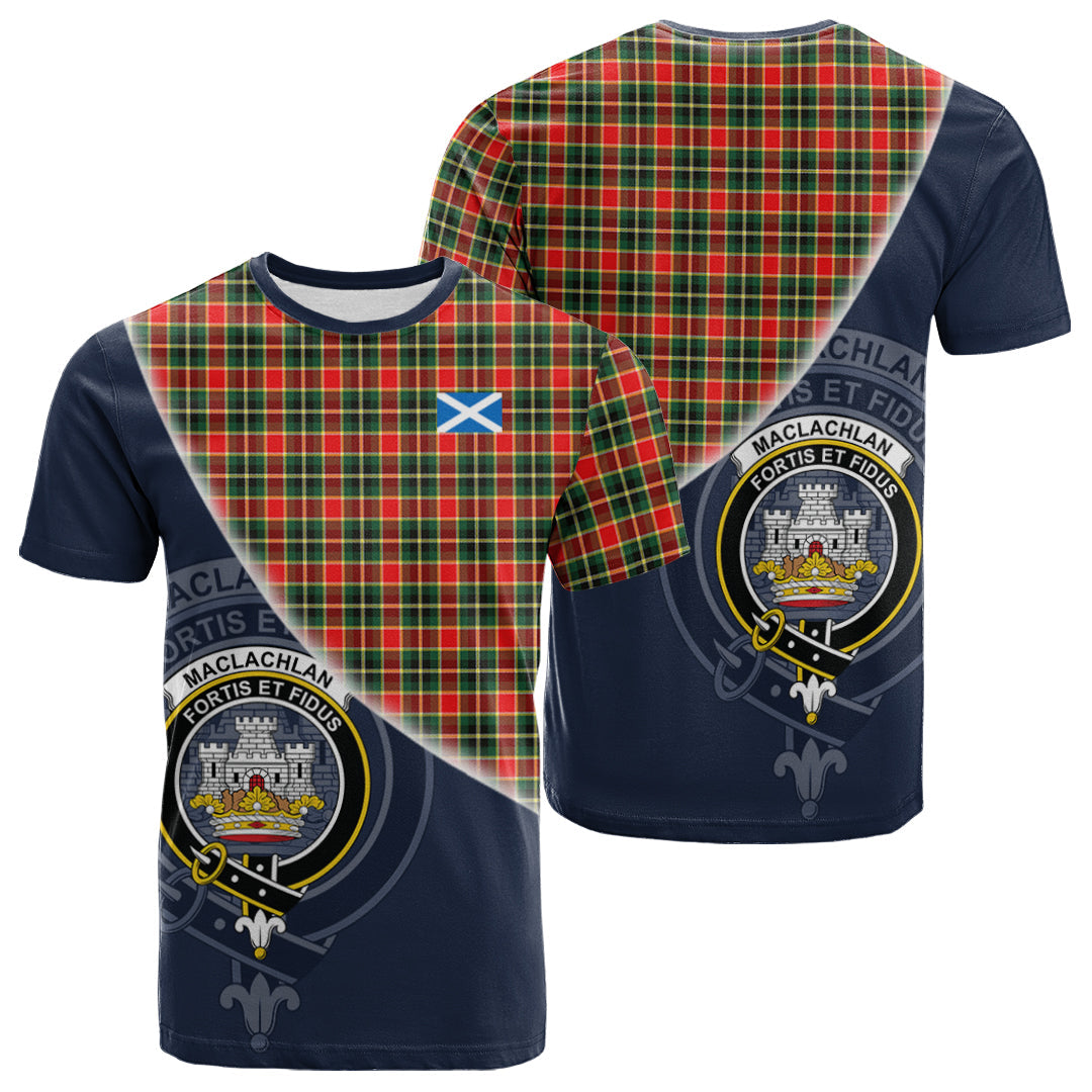 Printivon MacLachlan Hunting Modern Tartan Scottish Crest T Shirt