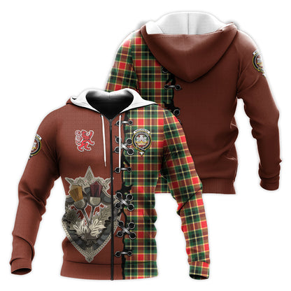 Printivon Maclachlan Hunting Modern Tartan Hoodie Lion Rampant And Celtic Thistle Style