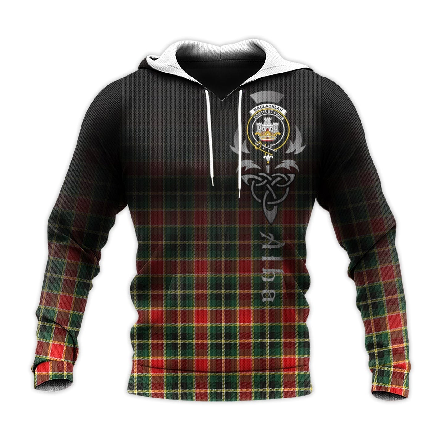 Printivon Maclachlan Hunting Modern Tartan Crest Alba Celtic Hoodie