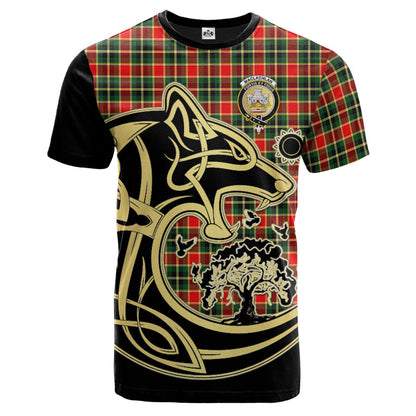 Printivon MacLachlan Hunting Modern Crest Celtic Wolf Tartan T Shirt Custom Your Text