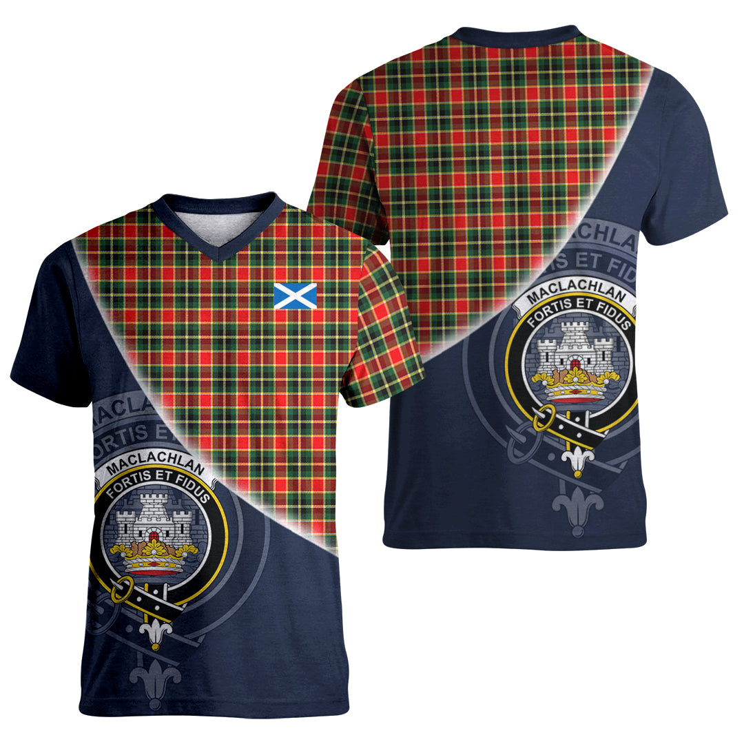 Printivon MacLachlan Hunting Modern Tartan Scottish Crest T Shirt