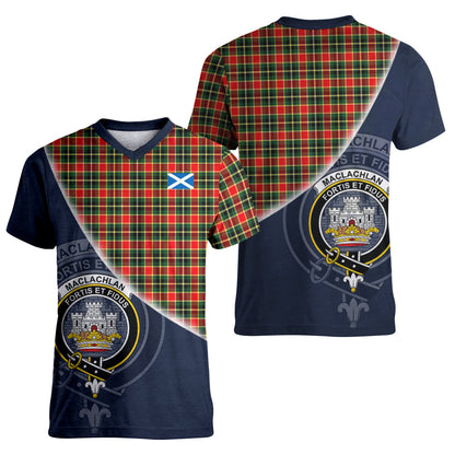 Printivon MacLachlan Hunting Modern Tartan Scottish Crest T Shirt